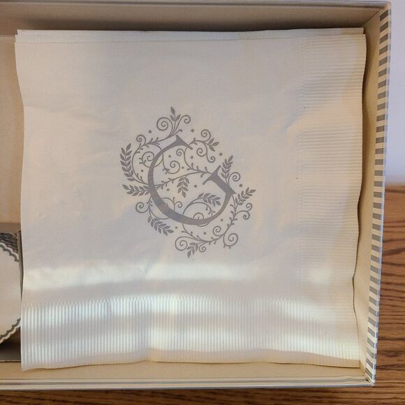 Paper Elegance Monogrammed "G" Dinner and Beverage Napkins and Paper Coasters - Picture 5 of 13